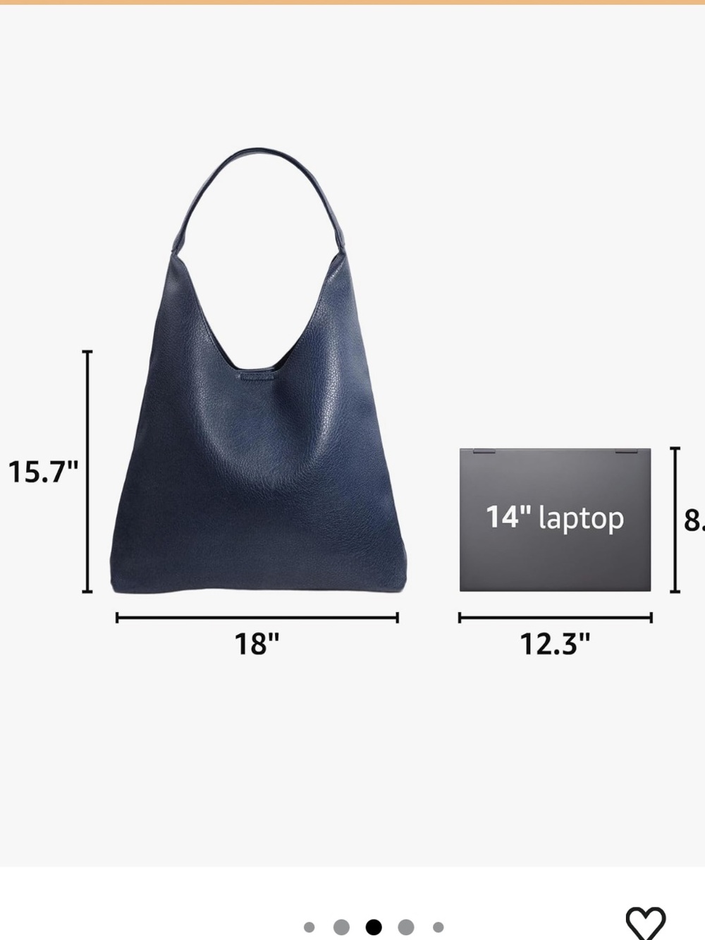 Hoxis Navy Pebbled Vegan Leather Hobo Bag - Women - Picture 12 of 12